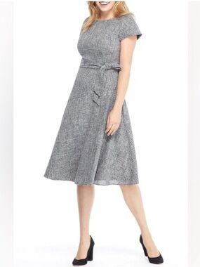 Gal Meets Glam Barbara - Heather Gray A-Line Wrap Skirt Dress - Size 6